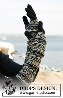 Nordic Night / DROPS 131-14 - Guantes DROPS, de punto, con jacquard noruego en “Karisma”.