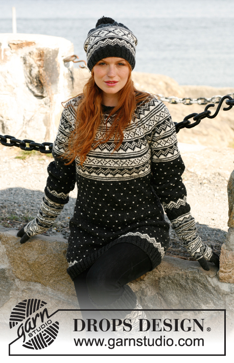 Nordic Night / DROPS 131-14 - Guantes DROPS, de punto, con jacquard noruego en “Karisma”.