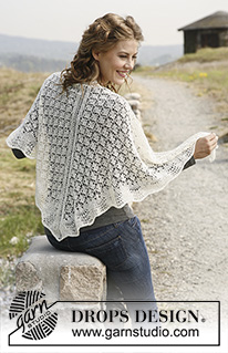 Garden of Diamonds / DROPS 131-2 - Strikket DROPS sjal med bølgemønster i ”Lace”