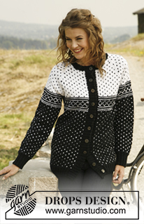 Nordic Beauty / DROPS 131-37 - Cardigan DROPS, de punto, con raglán y jacquard noruego en “Merino Extra Fine”. Talla: S a XXXL.