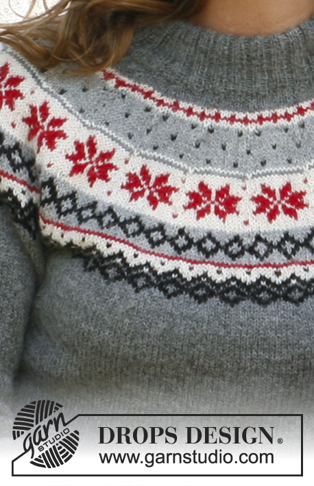 Fjord Rose / DROPS 131-39 - Gorro y pulóver DROPS, de punto, en jacquard noruego en “Alpaca”. Talla: S – XXXL.