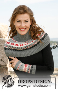 Fjord Rose / DROPS 131-40 - Gebreide DROPS halswarmer en polswarmers met Noors patroon van ”Alpaca”. 
