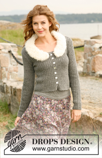 Easy Breeze / DROPS 132-17 - Saco DROPS de punto en “Merino Extra Fine”, con cuello removible en “Puddel”. Talla: S – XXXL.