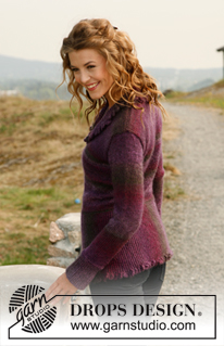 Calluna / DROPS 132-32 - Knitted DROPS jacket in garter st with bobbles along the edges in ”Delight” and ”Kid-Silk”. Size: S to XXXL