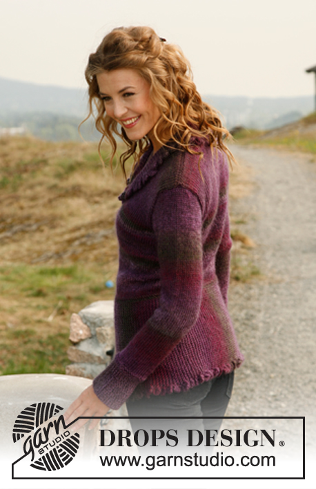 Calluna / DROPS 132-32 - Knitted DROPS jacket in garter st with bobbles along the edges in ”Delight” and ”Kid-Silk”. Size: S to XXXL