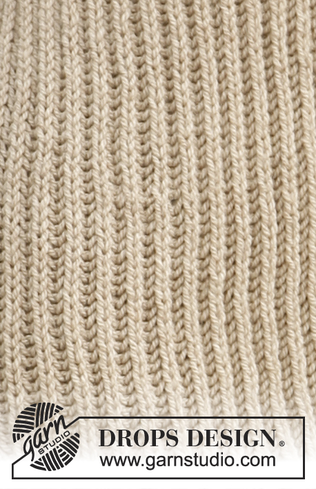 Mocaccino / DROPS 133-11 - Pulóver DROPS tejido en punto inglés con pechera redonda en “Nepal”. Talla: S – XXXL.