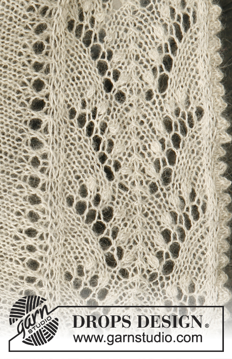 Lily / DROPS 133-2 - Gestricktes Tuch mit Lochmuster - Borte und Häkelrand in DROPS Lace