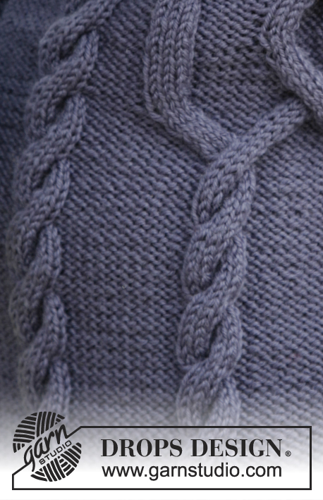 Bluebird / DROPS 134-1 - Knitted DROPS jacket with cables in ”Karisma”. 
Size: S to XXXL.
