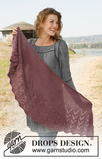 Diva / DROPS 134-3 - Knitted DROPS shawl with wave pattern in Alpaca or BabyAlpaca Silk.