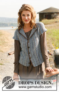 Eden / DROPS 134-4 - Chaleco DROPS en punto musgo, tejido lateralmente con vueltas cortas en “Fabel”. Talla: S – XXXL.