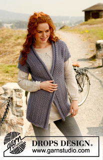 Majestic / DROPS 134-49 - Cardigan DROPS, de punto, con orilla enrollada y patrón de calados en “Alpaca” y “Kid-Silk”. Talla: S – XXXL.