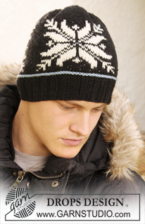 Wimbleweather / DROPS 135-32 - Stickad mössa till herr, med nordiskt mönster i DROPS Merino Extra Fine.