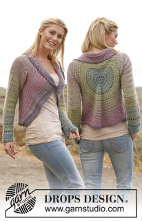Summer Circle / DROPS 136-1 - Gehäkelte DROPS Jacke mit 2 Fäden ”BabyAlpaca Silk”. Grösse S – XXXL.