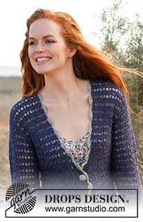 Whispers / DROPS 136-13 - Saco DROPS, en ganchillo / crochet, en “Alpaca”. Talla: S – XXXL.

