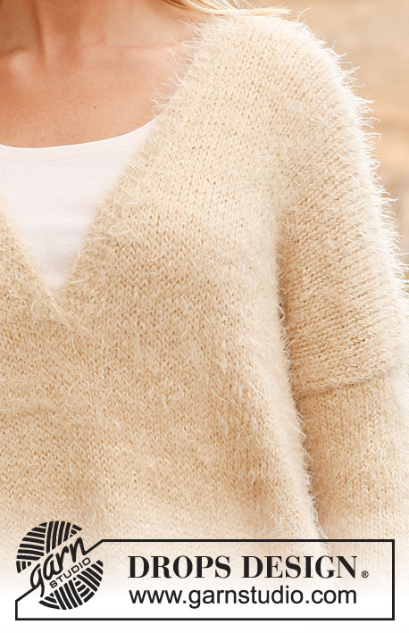 Stardust / DROPS 136-26 - Knitted DROPS large jumper in ”Symphony” or Melody with ”Glitter”. Size: S - XXXL.