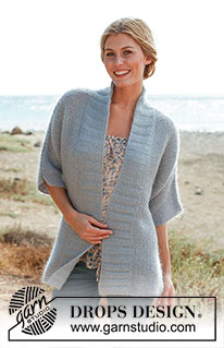 Blue Pearl / DROPS 136-31 - Saco DROPS tejido con punto arroz en “BabyAlpaca Silk” y “Kid-Silk”. Talla: S – XXXL.