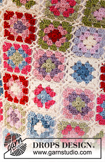 Springtime / DROPS 137-1 - Virkad filt i mormorsrutor i DROPS Merino Extra Fine