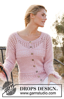 Lacy Dream / DROPS 137-18 - Cárdigan DROPS de punto con patrón de calados en “BabyAlpaca Silk” y “Kid-Silk”. Tallas: XS – XXXL.