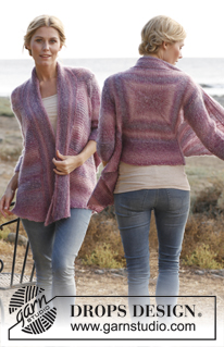 Crossroads / DROPS 137-27 - Saco DROPS, de punto, con motivo cuadrado en la espalda y mangas 3/4, en “Delight” y “Vivaldi”. Talla: S – XXXL.