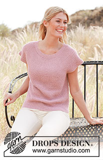 Rose of May / DROPS 137-33 - Top DROPS tejido en punto musgo en “Alpaca”. Talla: S – XXXL.