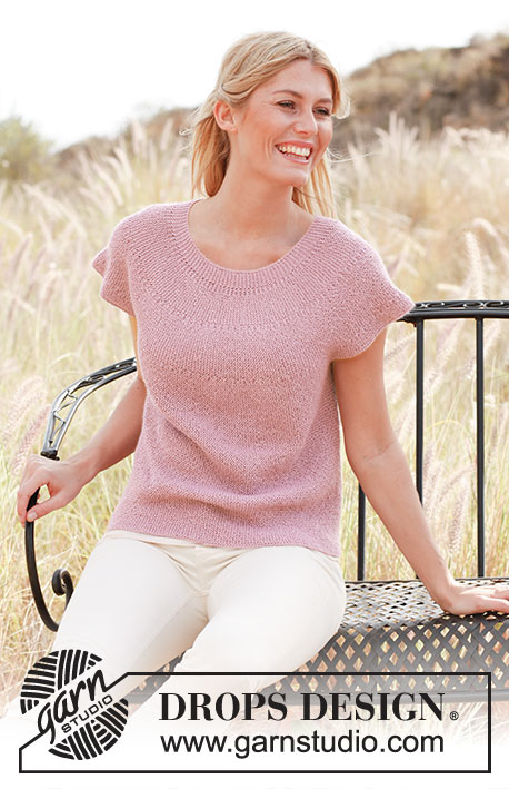 Rose of May / DROPS 137-33 - Top DROPS tejido en punto musgo en “Alpaca”. Talla: S – XXXL.