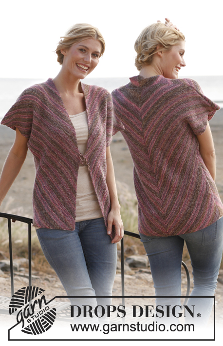 Purple Dream / DROPS 138-12 - Chaleco DROPS, tejido en diagonal, en “Fabel”. Talla: S – XXXL.
