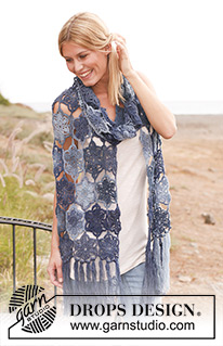 Dream Catcher / DROPS 138-22 - Gehaakte DROPS sjaal met bloemen van ”Delight”.
