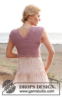 Belinda / DROPS 138-30 - Bolero DROPS tejido en punto musgo, con patrón de calados en “BabyAlpaca Silk” y “Kid-Silk”. Talla: S – XXXL.