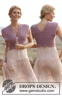 Belinda / DROPS 138-30 - Bolero DROPS tejido en punto musgo, con patrón de calados en “BabyAlpaca Silk” y “Kid-Silk”. Talla: S – XXXL.