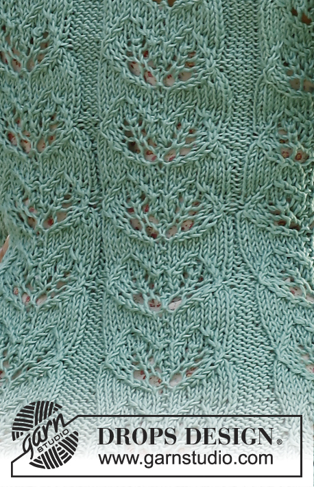 Grace / DROPS 138-5 - Insvängd DROPS kofta i ”Muskat” eller ”Cotton Light” 
med hålmönster och ¾-långa ärmar. Stl S - XXXL