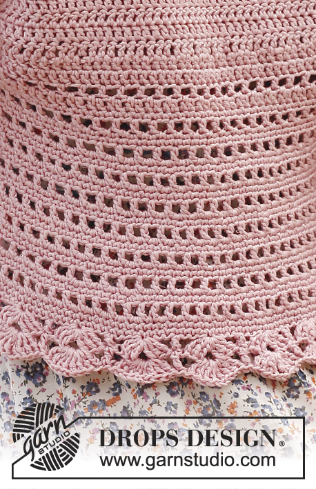 Country Rose / DROPS 138-6 - Saco DROPS, en ganchillo / crochet, en “Cotton Light” y “Glitter”. Talla: S – XXXL.