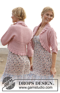 Country Rose / DROPS 138-6 - Saco DROPS, en ganchillo / crochet, en “Cotton Light” y “Glitter”. Talla: S – XXXL.