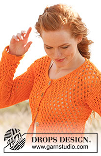 Sunbeam / DROPS 139-12 - Hullstrikket DROPS jakke i ”Muskat”. Str S - XXXL