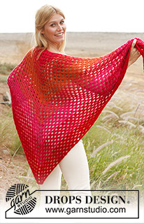 Rosalyn / DROPS 139-22 - Gestreiftes DROPS Dreiecktuch mit 2 Fäden “Alpaca”. 