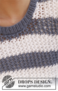 Santorini Blue / DROPS 139-33 - Pull ajouré DROPS en ”Paris”. Du S au XXXL