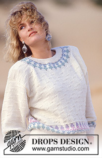 Subtle Signs / DROPS 14-13 - Knitted jumper with pattern borders in DROPS Alpaca or DROPS Safran. Size M