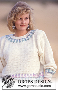 Subtle Signs / DROPS 14-13 - Knitted jumper with pattern borders in DROPS Alpaca or DROPS Safran. Size M