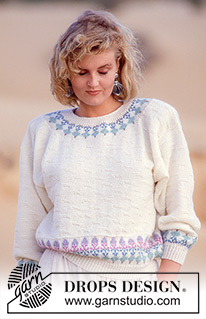 Subtle Signs / DROPS 14-13 - Knitted jumper with pattern borders in DROPS Alpaca or DROPS Safran. Size M