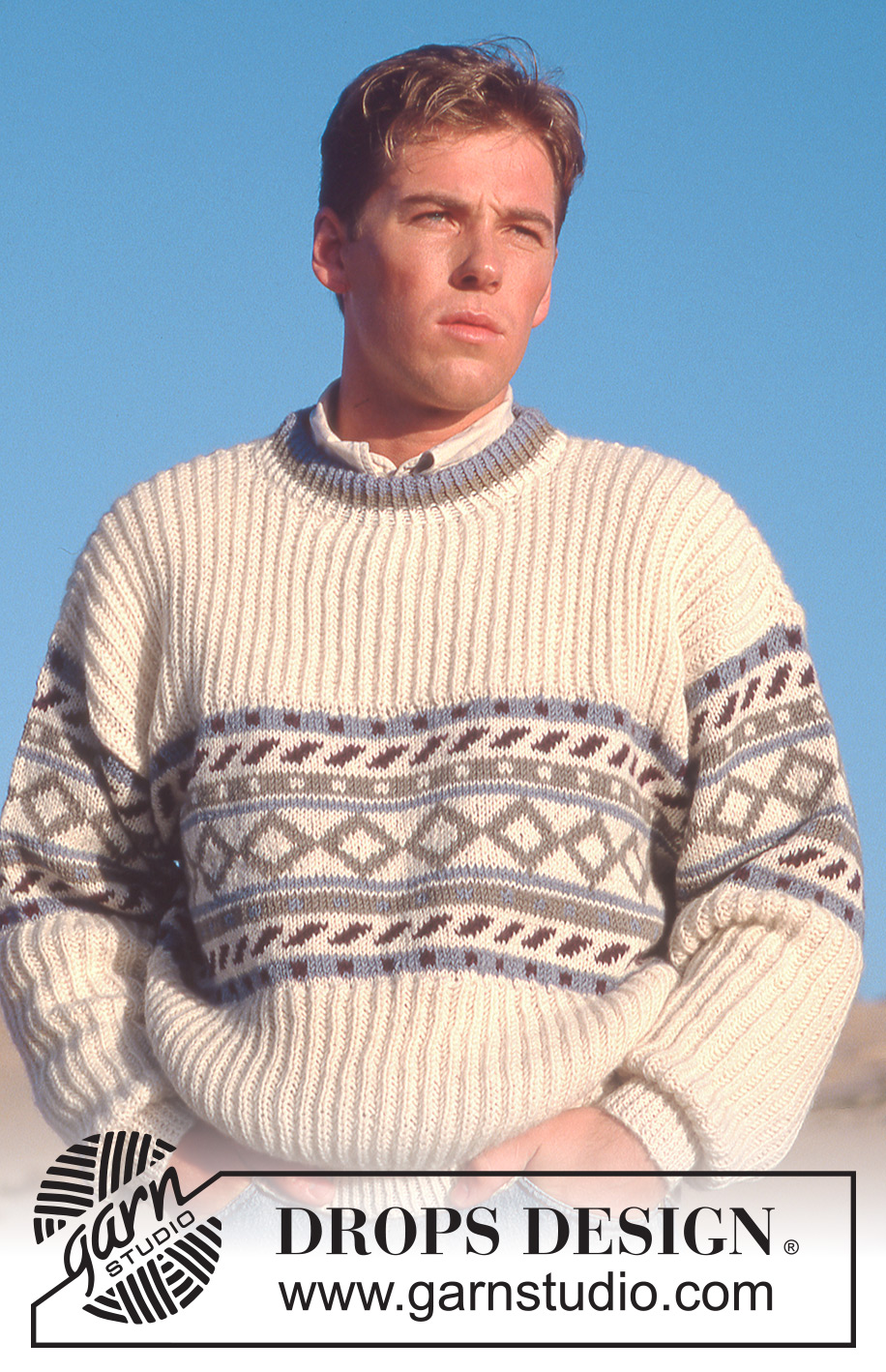 DROPS 14-15 - DROPS men ’s jumper in English rib with nordic pattern in “Karisma Superwash ”.