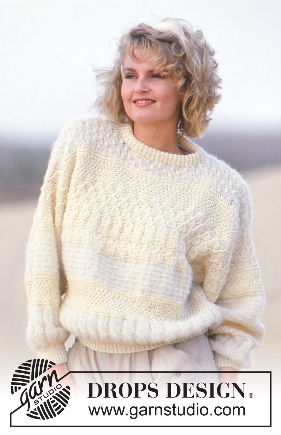 Bright Smiles / DROPS 14-18 - Knitted jumper with textured pattern in DROPS Karisma and Kid Mohair or Brushed Alpaca Silk.