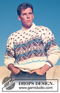 DROPS 14-19 - DROPS jumper with leaf pattern in “Paris”.  Ladies and men ’s size S – L.