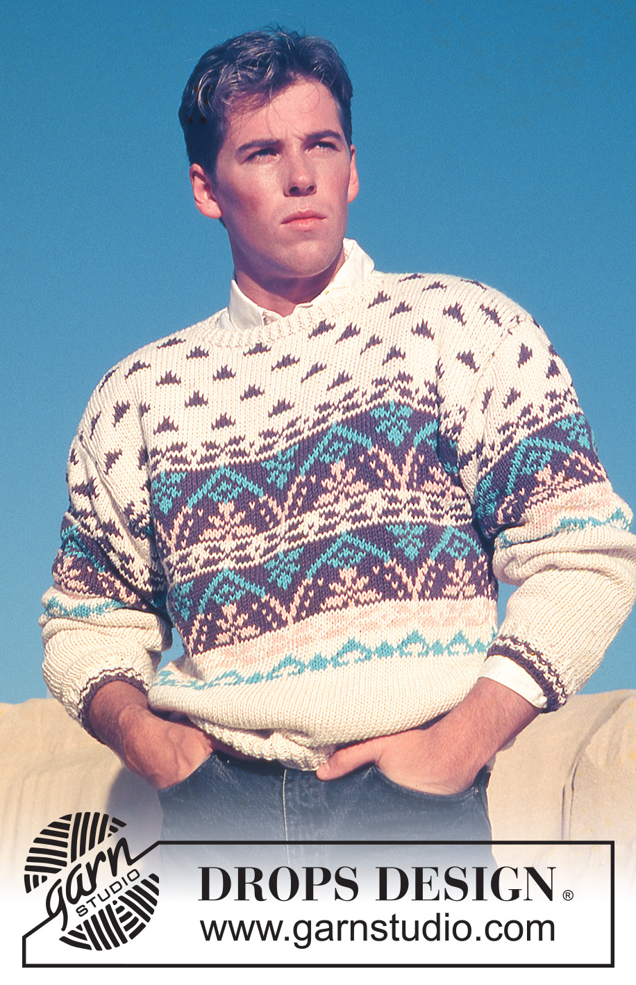 DROPS 14-19 - DROPS jumper with leaf pattern in “Paris”.  Ladies and men ’s size S – L.