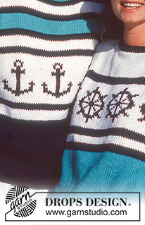 Ahoy Mates! / DROPS 14-4 - DROPS marine trøje i Paris til dame og herre.