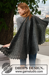 Marianna / DROPS 140-3 - Knitted DROPS shawl with short rows in Verdi.