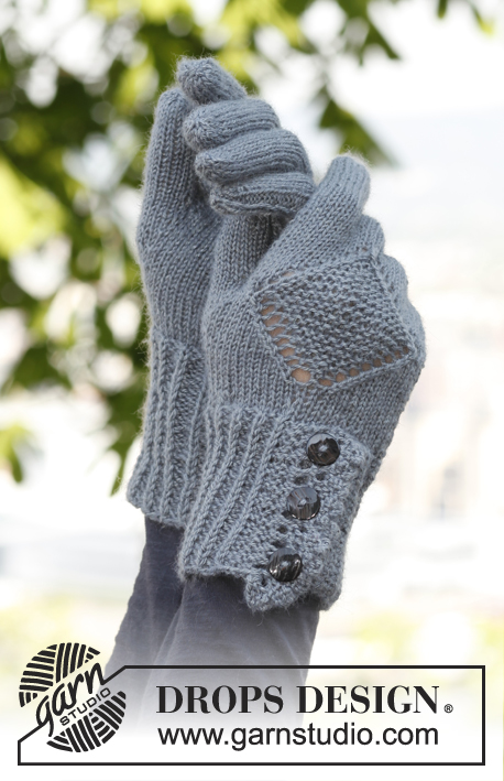 Emily / DROPS 140-38 - Knitted DROPS beret and scarf in garter st with lace edges in ”BabyAlpaca Silk”.