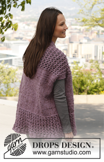 Betsy / DROPS 141-28 - Saco DROPS, de punto, con patrón de calados en “Snow”. Talla: S – XXXL.