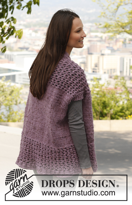Betsy / DROPS 141-28 - Saco DROPS, de punto, con patrón de calados en “Snow”. Talla: S – XXXL.