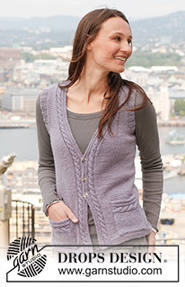 Sarah's Delight / DROPS 141-40 - Chaleco DROPS tejido con torsadas, en “Karisma”. Talla: S – XXXL.