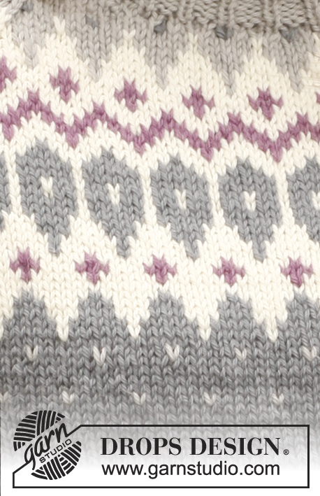 Diamond Rose / DROPS 141-41 - Pulóver DROPS, de punto, con raglán y patrón de jacquard en “Lima”. Talla: S – XXXL.