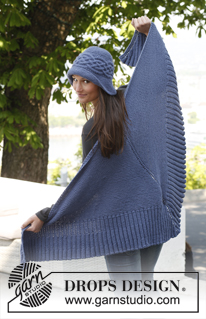 Runa / DROPS 141-42 - Strikket DROPS hatt i ”Nepal” med flette på tvers.